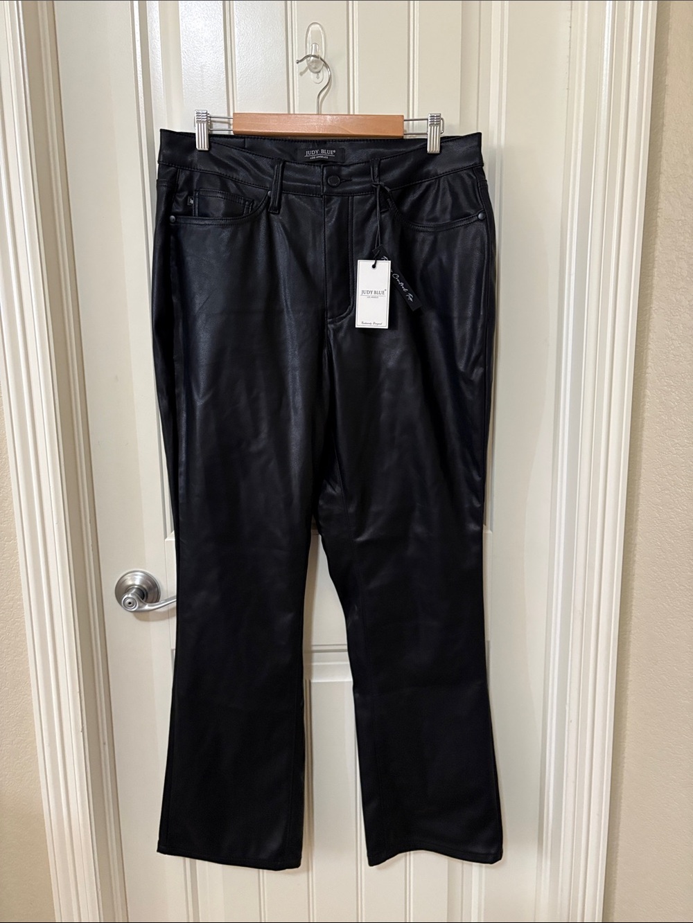 NWT Judy Blue Black Faux Leather Straight Leg Pants